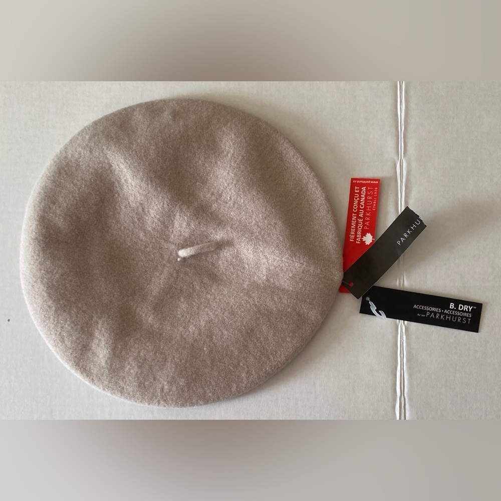 NWT Parkhurst 100% WOOL Basque Beret Hat • B. Dry • Beige